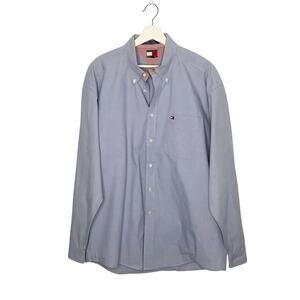 Tommy Hilfiger Blue Micro Plaid Long Sleeve Button Down Shirt XL